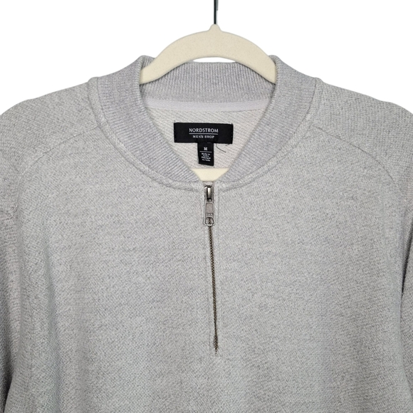 Nordstrom Men's Shop 1/4 Zip Knit Cotton Blend Pullover Sweater Size M Lt Gray - Picture 2 of 8